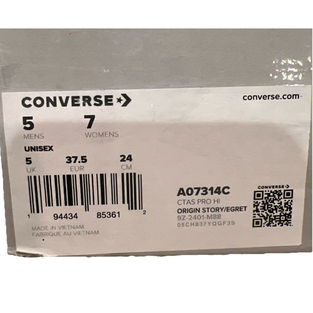 New Women Converse CONS CTAS PRO HI Origin Story / Egret - A07314C Size 7 - Picture 10 of 10